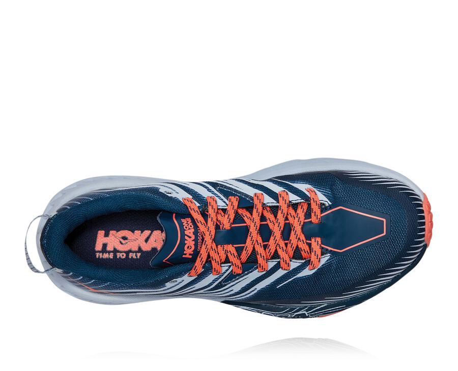 Hoka One One Trail Schoenen Dames - Speedgoat 4 - Donkerblauw/Wit - YI5810436